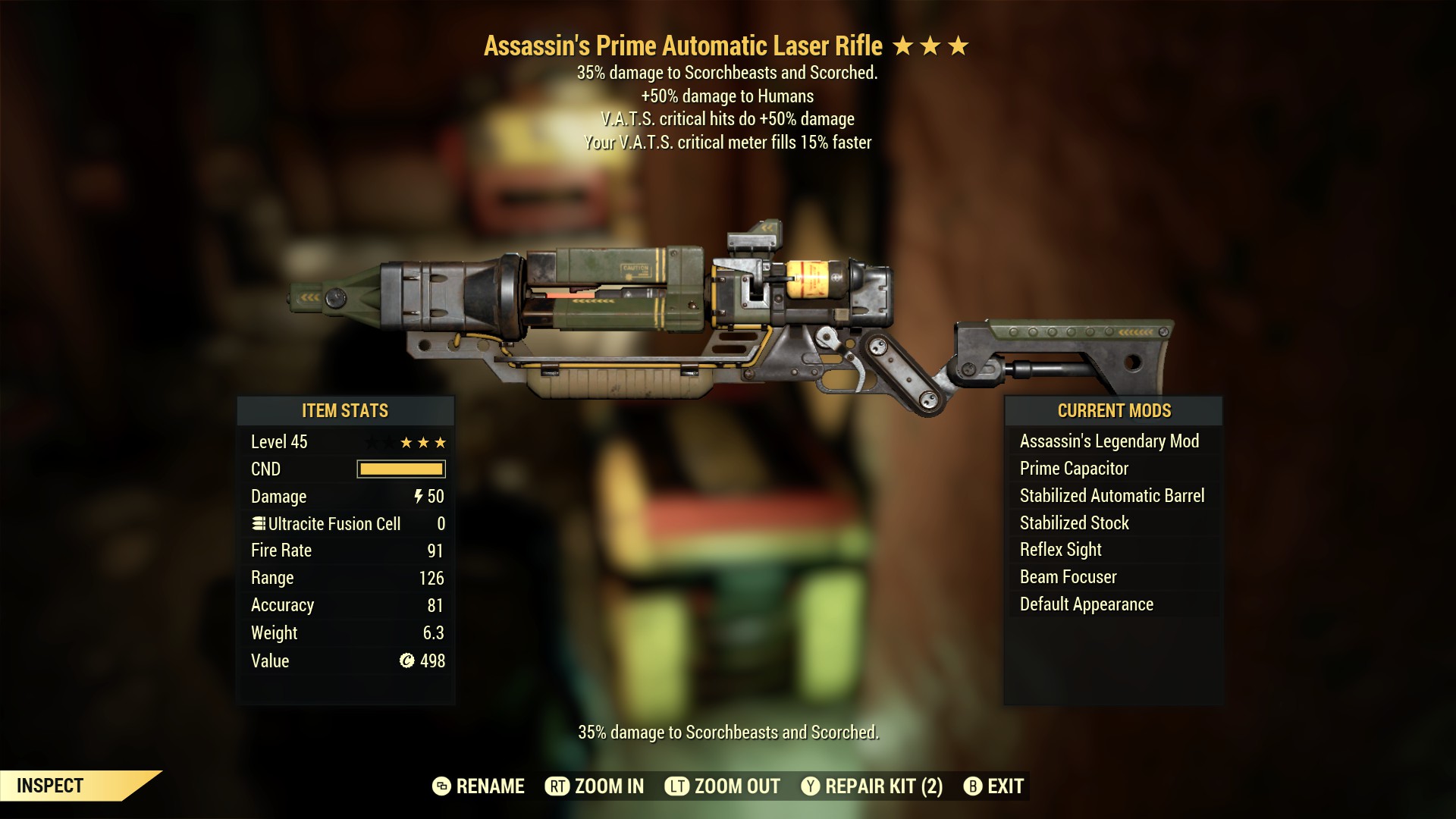 Assassin's Prime Automatic Laser Rifle